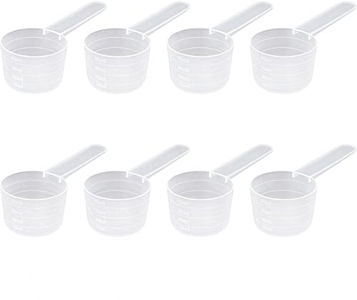 8 Stück Wiederverwendbare Proteinpulver-Schaufeln, 40ml, transparente Messschaufeln für Pulver, spülmaschinenfeste Schaufeln für Protein, Waschpulver, Küche Kochen und Gastronomie