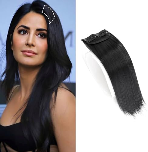 XFSRG Clip in Extensions Echthaar One Piece Haarverlängerung Invisible Clip in Extensions Natürliches Weiches Synthetisches für Frauen（Schwarz）