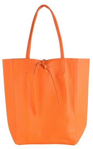 MIRROSI Shopper Damen aus Echtleder – Made in Italy – Henkeltasche & Tragetasche 38x38x16 cm – Einkaufstasche in vielen trendigen Farben – passt für A4-Ordner