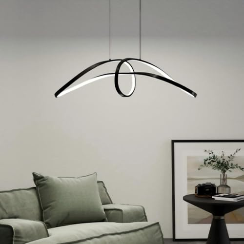 Mai & Mai LED Pendelleuchte Esstisch Fernbedienung & App Dimmbar Hängelampe | Pendellampe im Modernen Wellen-Design, Höhenverstellbar 50–120cm, 3000-6000K, für Esszimmer Küche Wohnzimmer, Luvina11