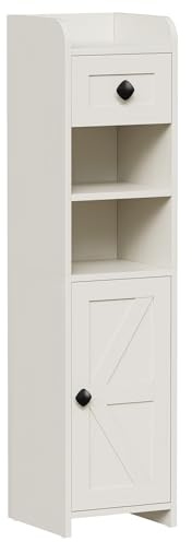 BEWISHOME Badezimmerschrank,Toilettenschrank,Badschrank schmales,Badezimmer Toilettenpapier,Schublade für kleine Räume,einfache Montage 20x20x80cm Wolke Weiß YYG05W