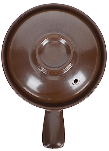 Mobestech Olla De Barro Con Tapa y Asa Lateral Apta Para Cocina Doméstica Resistente Altas Temperaturas Para Guisos y Arroz Brasado Fuego Abierto