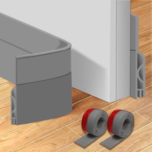 Burlete Puerta Entrada, Burlete Autoadhesivo de Goma de Silicona, 100cm x 5cm, Insonorizada, a Prueba de Viento, para Dormitorios y Puertas Exteriores (Gris)