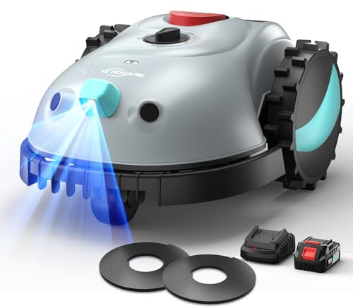 YARDCARE V100 Robotic Lawn Mower – Visual Navigation & Smart Obstacle Avoidance, Adjustable Cutting Height 0.8–2.4 in, Low-Noise Auto Mowing for Small Lawns up to 1,600 sq ft