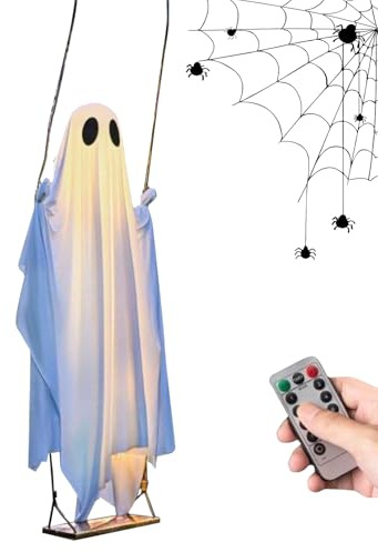 Decoración de Fantasma de Halloween, decoración de Patio con Luces | Decoraciones Gigantes de Halloween con Control Remoto para jardín, Patio, Porche, al Aire Libre, Interior, casa encantada,