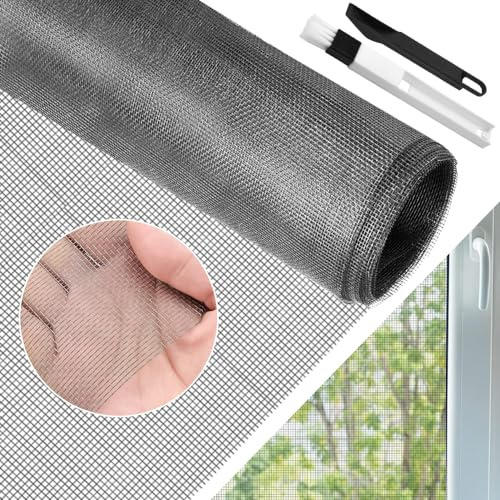 BUZIFU Tela de Mosquitera por Metros 210 x 250 cm, Malla Mosquitera para Ventana, Mallas Mosquiteras Gris de Fibra de Vidrio, Malla Fina para Hacer Mosquiteras Adiós a los Mosquitos y Otros Insectos