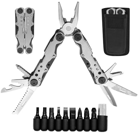 Multi-Tool, 22 in 1 Stainless Steel Pocket Multitools Pliers with, Can Opener and Screwdriver, Folding Multi Tool Portable Multi-Functional Utility Pliers for Camping, Outdoor Activety, Repairing