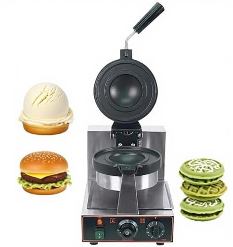 CUTANGELAR Commercial Ufo Hamburger Waffle Maker, Double Head Ice Cream Sandwich Press Featuring Rotating Non-Stick Trays, Perfect For Bakeries And Food Service Establishments(Single Head)
