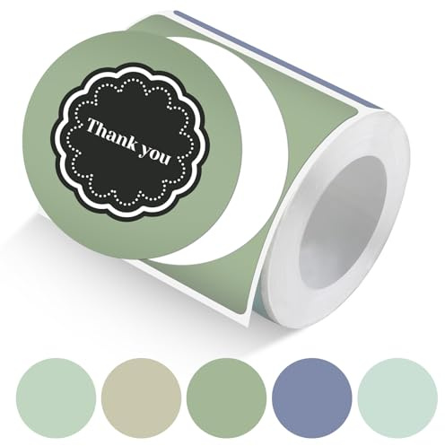 50x50mm 250 Stück Grün Punkte Thermo-Etikett Runde Etiketten | Selbstklebende Drucker Etiketten Kreis für Büro DIY Logo Design Namensschild Adressetiketten Haushaltsetiketten