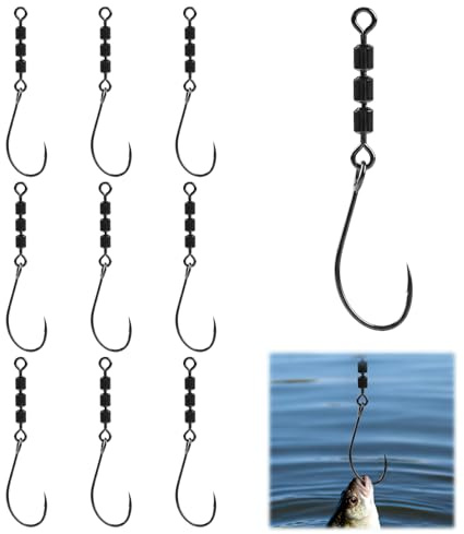 10 Stück Rotate Fishing Rig Hooks, Angelhaken für Forellen Angeln, Forellen Haken Angeln, 6# Wirbel Angelnhaken für Meeresangeln und Süßwasserangeln