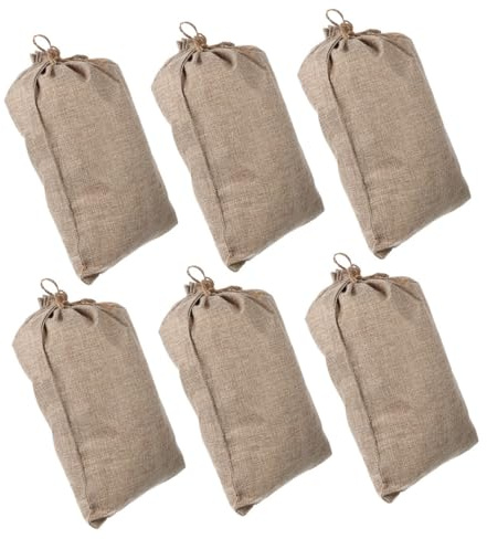 GARVALON 6 pezzi Sacchetti con Coulisse in Lino Naturale Riutilizzabili per Verdure Patate e Frutta Sacchetti Traspiranti in Juta Ecologica per Conservazione Ortaggi e Piante