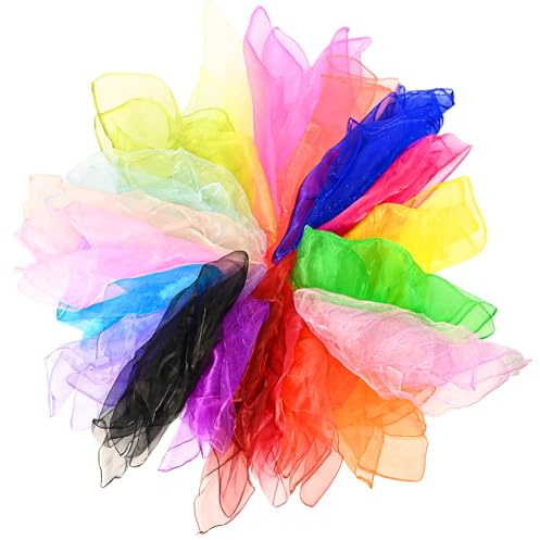 20 Pezzi Foulard Giocoleria,60x60cm Sciarpe di Giocoleria Sciarpe Danza,per spettacoli, magia e acrobatica nei programmi dell'asilo materno