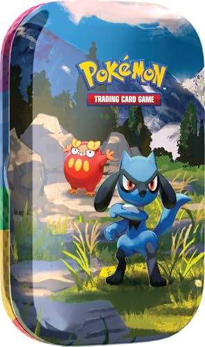 Pokémon TCG: Mega Evolution—Ascended Heroes Mini Tin: Riolu & Darumaka (1 Hoja de calcomanías, una Tarjeta de Arte Pokémon y 2 Paquetes de Refuerzo)