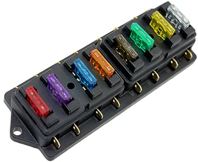 Fesjoy Universal 8-vägs Säkringsboxhållare med 8 Standardsäkringar - Lätt Att Installera Säkringsboxblock för Bilmarinbåt, Genomskinligt Skydd för Dammskydd ()