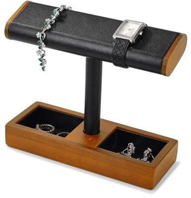 Oirlv Multifunktional Massivholz T-Bar Uhrenständer,Uhrenhalter,Watch StandSchmuckständer für Organizer(Schwarz)