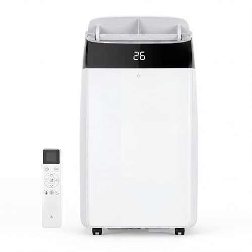 Aire Acondicionado Portátil 3-En-1 y Deshumidificador 12000 BTU - Temporizador De 24 Horas y 2 Velocidades De Ventilador, Pantalla Digital Dual, Bajo Consumo, Bajo Ruido,