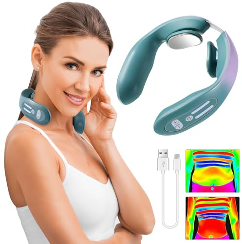 CATIEBYE Massaggiatore Cervicale Intelligente con Funzione di Riscaldamento e Effetti Magnetici, Dispositivo di Massaggio per Alleviare la Fatica in Abs, Alimentazione 5v USB