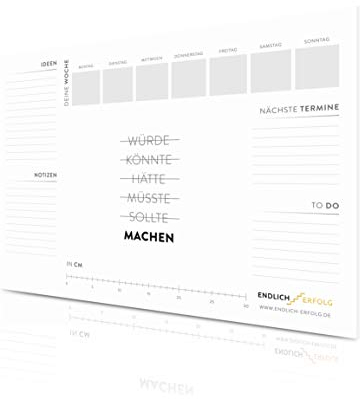 LIFEBOARD® PREMIUM Schreibtischunterlage Papier - 1x 50 Blatt - 90g/m² - Schreibunterlage XXL in A2-59,4 x 42 cm - für mehr Fokus & Motivation - by ENDLICH ERFOLG