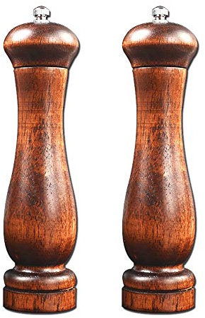 Anjing Lot de 2 moulins à poivre manuel rétro en bois et salière et poivrière 20,3 cm