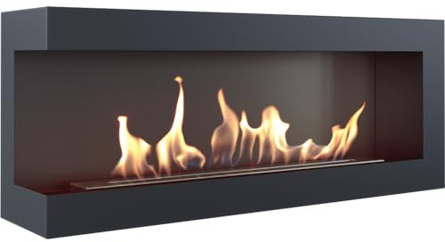 KRATKI TÜV Eck-biokamin 1200x280 mm Wandkamin Ethanol Biokamin Dekokamin schwarz