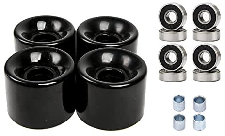 Harilla 4 60mm 78A PU Skateboard Rollen mit Lagern Und Abstandshaltern, für Street Skating Und Extrem Glatt auf Gelände, Schwarz Schwarz Abdeckung