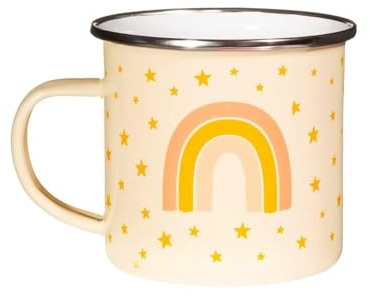 Sass & Belle Emaille-Tasse mit Regenbogenmotiv im Camper-Stil, Keramik, Becher, Tasse, Zuhause, 1 Stück, 1.3E+2 Gramm