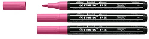 STABILO Set di 3 pennarelli a punta fine FREE in acrilico T100 rosa