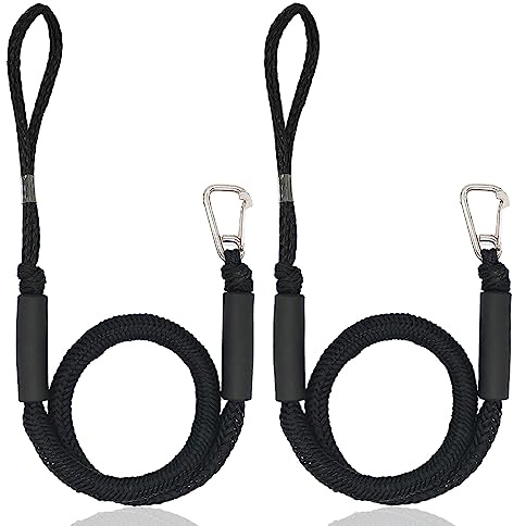 NICEWAT Bungee Dock Line Ormeggio Corda, Corda d'ormeggio, Cima Ormeggio, Linea di Ormeggio con Gancio per Barche, Kayak, Moto d'acqua, Pontoni, Canoe (Nero)