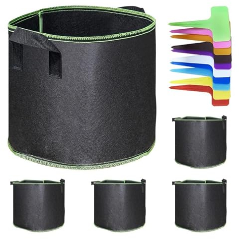 Aimeke 5X 30L Pflanzsack aus Vlies Stoff 7 Gallonen Pflanzsäcke Kartoffeln Pflanztaschen Kartoffelsack mit Griffe Pflanzbeutel Wachstumstasche Pflanzgefäße für Draussen, Tomaten, Pflanzen