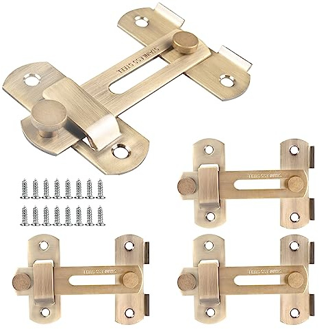 CBRIGHT 4 Packungen Scheunentürriegel, Edelstahl, Scheunentor, Klapptürriegel, zweifach gefaltet, Türschloss, Schiebetürschloss (Bronze)