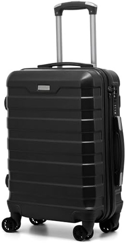RMW Suitcase Large Medium Cabin Size Hard Shell Lightweight 4 Dual Spinner Wheels Trolley Luggage Suitcase Hold Check in Luggage TSA Combination Lock (Black, Cabin 20)