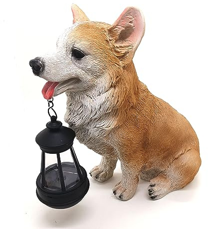 MONMOB Dog Solar Statues Cute Corgi Solar Light for Outdoor Garden Halloween Decorations Christmas Decor Lawn Decor Patio Balcony Yard Ornament Ideal Gifts for Women, Mom or Birthdays
