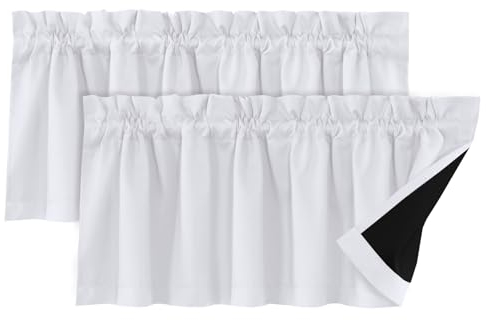 DEZYPZAM Vorhang-Volant, Küchen Vorhänge, Blackout Küchenvorhänge, Scheibengardinen Fensterschal für Wohnzimmer Landhaus, Vorhang (Weiß,52'' x 18'' 2 Stück)