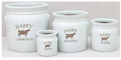 Woodlodge 38cm White Wash Dairy Milk Churn Pot