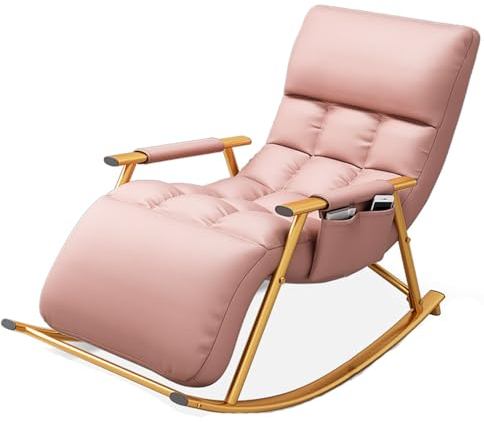 LILLIE Sessel Wohnzimmer,schwingsessel,Sessel Schlafzimmer,lesesessel,schaukelstühle,Relaxsessel mit Armlehne,für Schlafzimmer, Wohnzimmer, Balkon,gepolstert, Metallgestell,orange Farbe (Color : Pink