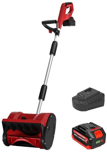 Pelle à neige sans fil, souffleuse à neige sans fil 12 pouces 20 V 4,0 Ah pour allée, souffleuse à neige avec batterie et poignée réglable, souffleuse à neige électrique pour déneigement d'allée