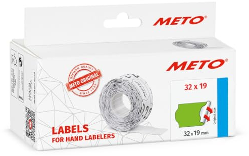 Meto Preisauszeichner Etiketten (32x19 mm, 2-Zeilig, 5.000 Stück, fluor grün, permanent, Preisetiketten für Meto, Contact, Sato, Avery, Tovel, Samark etc.)