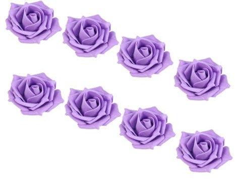 FUNOMOCYA 100st Hochzeitsdeko Rose Blaue Rose Hochzeit DIY Handwerk Masse Gefälschte Blumen Hochzeitsschmuck Mini-schaumrose Gefälschte Blütenköpfe Künstlich Neugeboren Rosen Violett Afrika