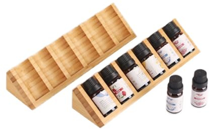 HAN SHENG 2 Pcs 6 Grids Wooden Essential Oil Storage Racks Organizer Bottles Display Stand Holder Drawer for Tabletop Perfume Rack