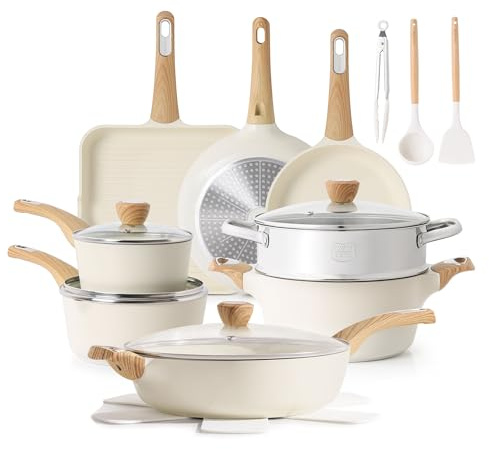 SENSARTE Nonstick Ceramic Cookware Set, Healthy Pots and Pans Set, Non-toxic Kitchen Cooking Set