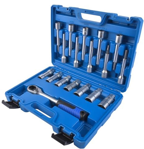 GELUOXI Universal 18Pcs Shock Absorber Strut Dome Bearing Tool Socket Wrench Nut Set Special Socket 1/2 Inch Drive