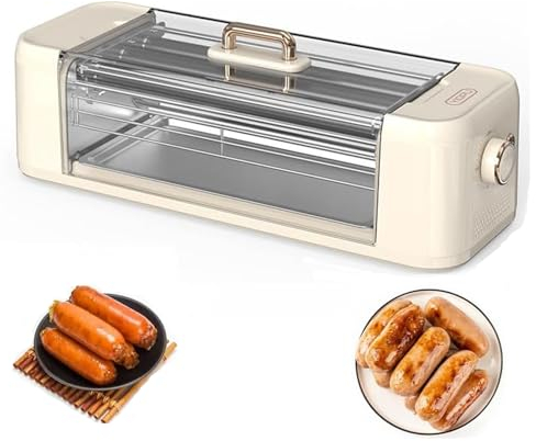 Máquina de rodillo para perritos calientes, mini máquina para hacer perritos calientes con salchichas a la parrilla para el hogar de 500 W, perritos calientes para barbacoa multifunción, control
