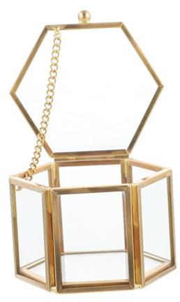 SAFIGLE Transparente Aufbewahrungsbox Für Schmuck Vintage Metall Glas Schmuckbox Diy Hochzeit Ringbehälter Ohrringetui Schmucketui Mit Ausreichend Platz Für Ringe Und Halsketten