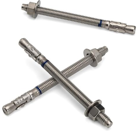 HROMIGRY Bulloni di ancoraggio a cuneo da 3/8 x 5 (confezione da 4) in acciaio inox da 3/8