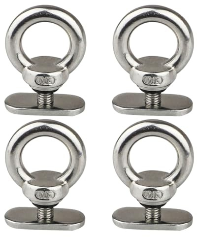 DAYnagh 4 Stück Ringmutter M6, 316 Edelstahl M6 Augenmutter Ringmuttern mit Hammerkopfschraube Ringösen Schaukelhaken für Edelstahl Pflanzenhalter Gewächshaus Zubehör