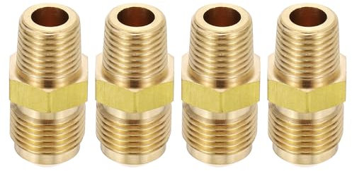 PATIKIL 3/8 Flansch Auf 1/4 NPT Männlich Halbunion Messing Rohr Fitting 4Stk Messing Kupplungen Rohr Fittings Rohrgewinde Adapter Rohrverbinder Für Kühlung Luft Gasleitung