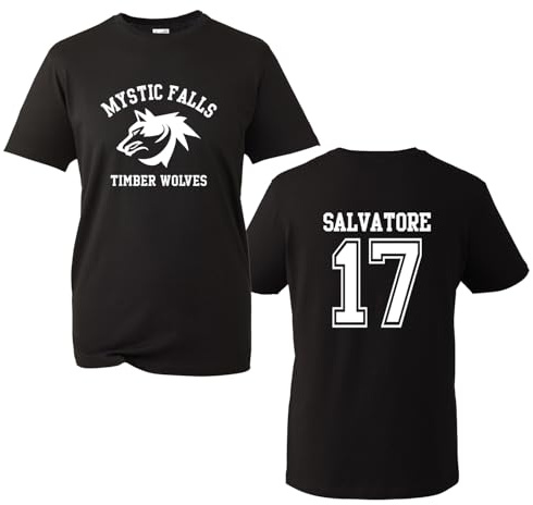 The Vampire Diaries Inspired T-Shirt - Mystic Falls Salvatore 17 Front & Back Print | Crew Neck Unisex T-Shirt |Regular Fit 100% Cotton Printed TT Shirt for UK Men/Women/Kids