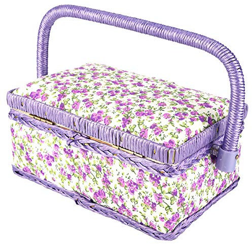 Nähkästchen Für Haushalt 25 × 16 × 10 Stoff Handwerk Nähkorb Handgemachte Garn Nadel Aufbewahrungsbox Organizer Blume Gedruckt