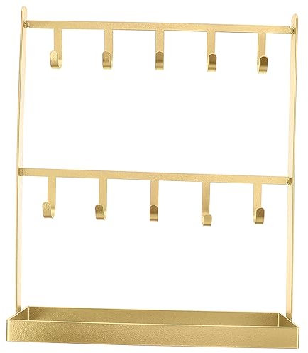 ANDRESLAD Edelstahl Schmuck Display Rack Mit Goldfarbenen Haken Schmuckständer Für Ohrringe Halsketten Und Armbänder Rostbeständig Platzsparend Für Zuhause Und Schmuckgeschäft