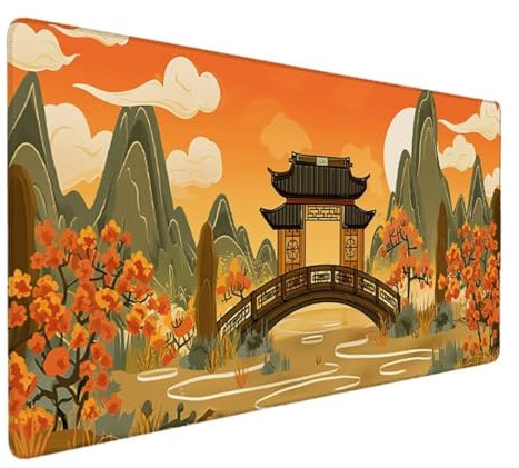 Tapis de Souris de Jeu, Tapis de Souris 800x400, Grand Tapis de Bureau sous Main Bureau avec Base en Caoutchouc antidérapante pour Gamer, Tapis de Souris Ergonomique Couleur Orange (Paysage) 3-E